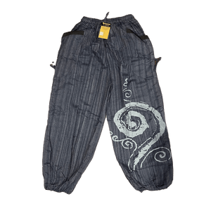 Unisex Drawstring Pinstripes Pants with Spiral Printed