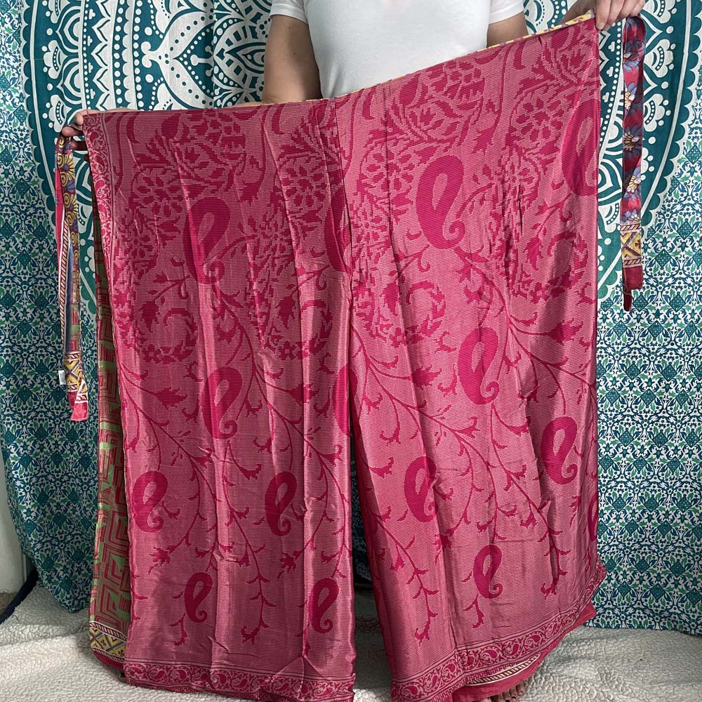 Wrap Around Reversible Silk Palazzo Pants