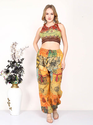 Cotton Printed Patchwork Harem Pant