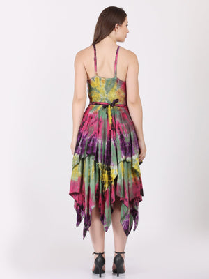 Sexy Off Shoulder Strap Wicked Tie Dye Pixie Dress