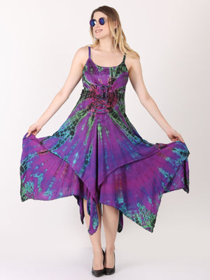 Sexy Off Shoulder Strap Wicked Tie Dye Pixie Dress