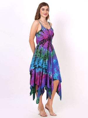 Sexy Off Shoulder Strap Wicked Tie Dye Pixie Dress