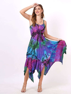 Sexy Off Shoulder Strap Wicked Tie Dye Pixie Dress