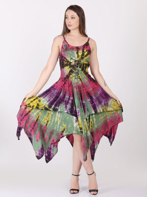 Sexy Off Shoulder Strap Wicked Tie Dye Pixie Dress