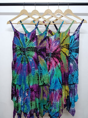 Sexy Off Shoulder Strap Wicked Tie Dye Pixie Dress