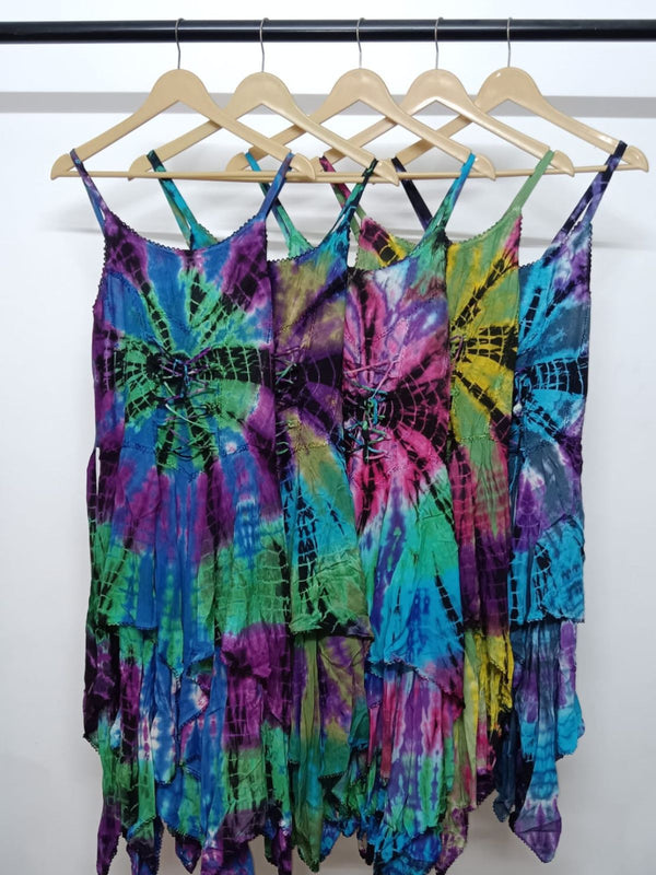 Sexy Off Shoulder Strap Wicked Tie Dye Pixie Dress