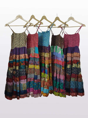 Plus Size Boho Floral Patchwork Frill Dress