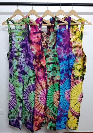 Tie dye dungarees jumpsuit