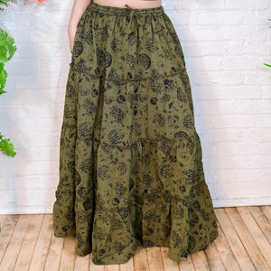 Flowy Tiered Mushroom Skirt with Pockets