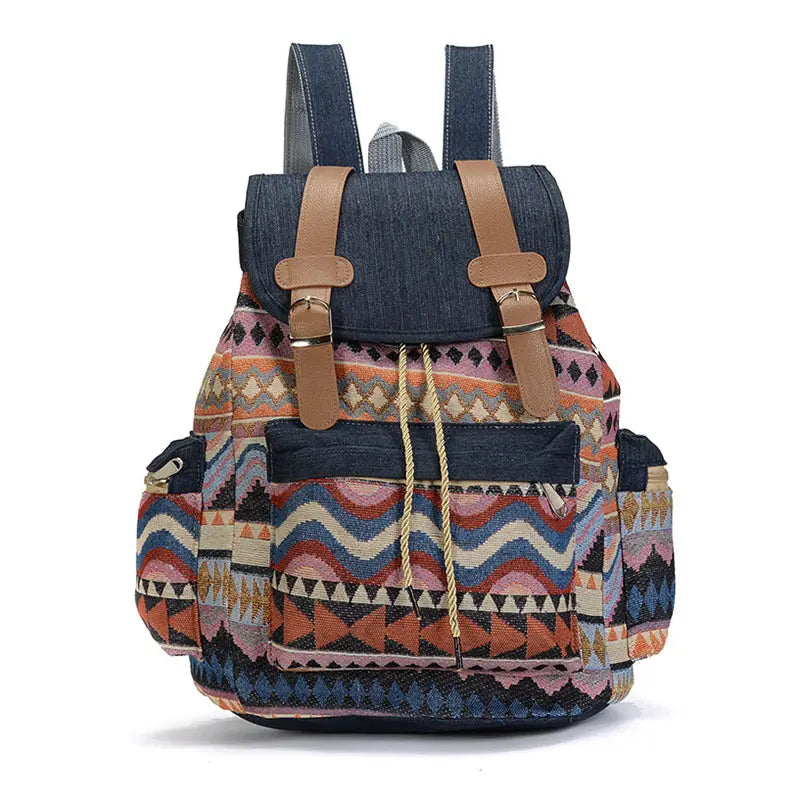 Tribal college luxury string boho backpack