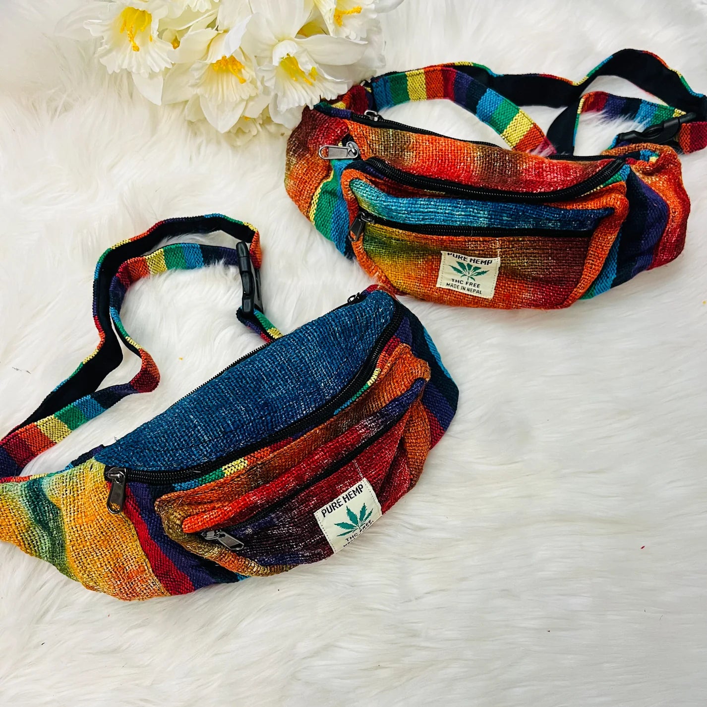 Handmade Hemp Tie Dye Unisex Fanny Packs