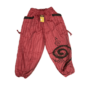 Unisex Drawstring Pinstripes Pants with Spiral Printed
