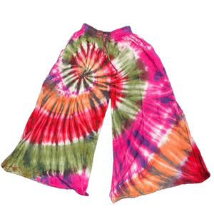 Tie Dye Drawstring Long Palazzo Pants with pocket