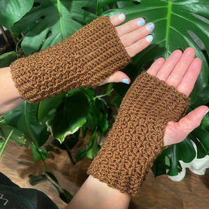 Hand-knitted soft and cosy wrist warmers