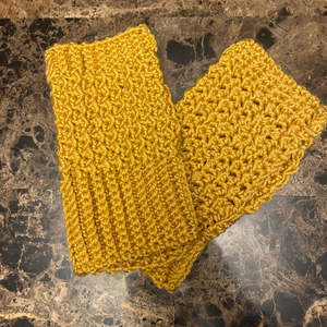 Hand-knitted soft and cosy wrist warmers