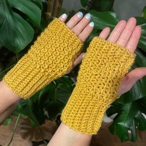 Hand-knitted soft and cosy wrist warmers