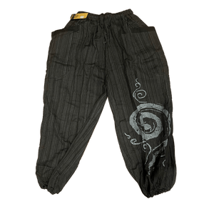 Unisex Drawstring Pinstripes Pants with Spiral Printed