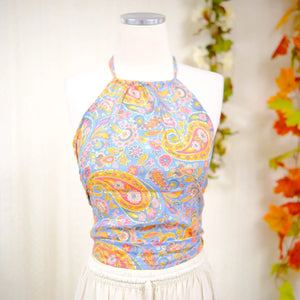 Silk Backless Boho Halter Top
