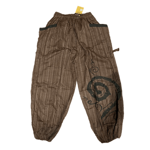 Unisex Drawstring Pinstripes Pants with Spiral Printed