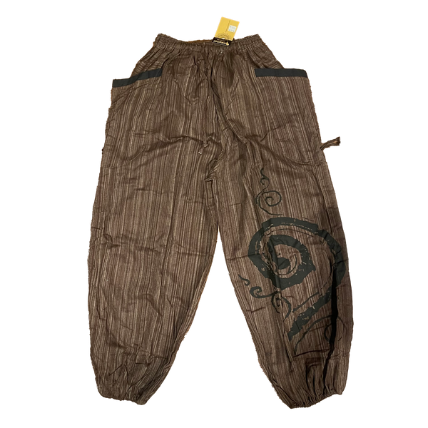 Unisex Drawstring Pinstripes Pants with Spiral Printed