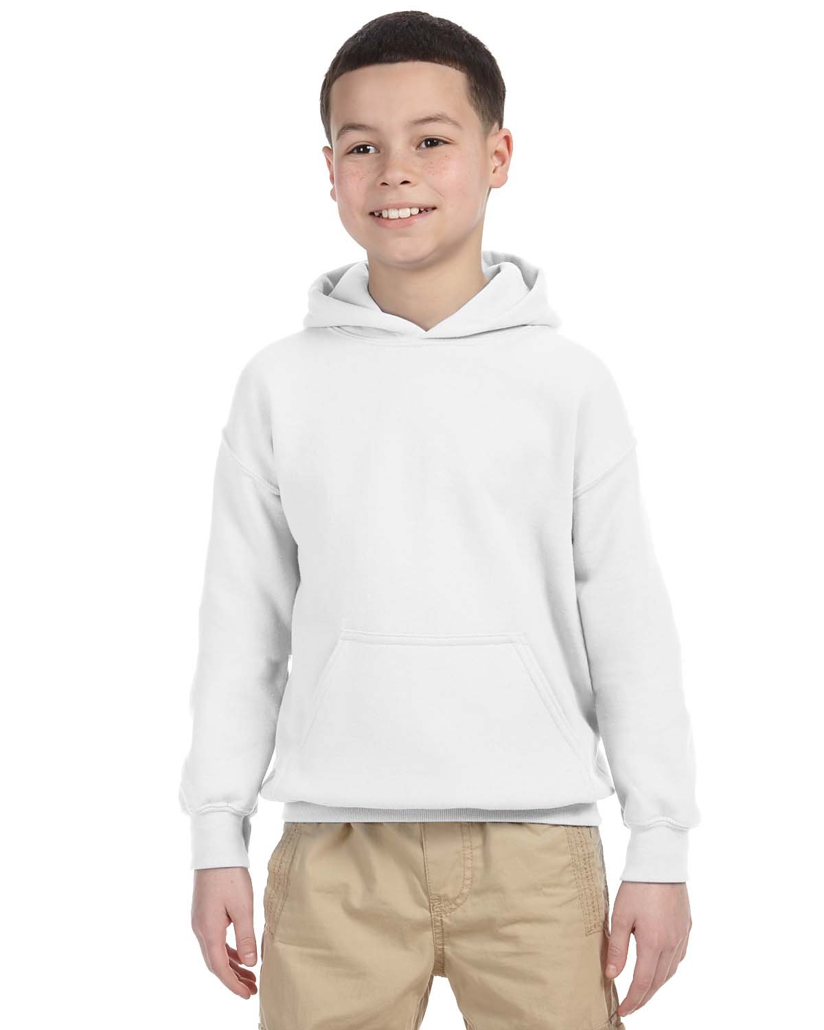 Gildan Youth Heavy Blend Hoodie Sweatshirt L / White