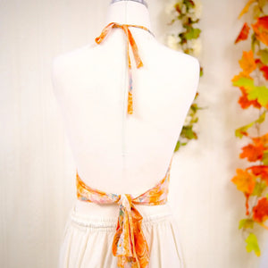 Silk Backless Boho Halter Top