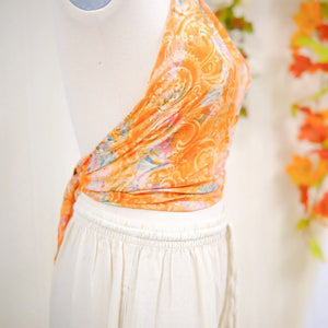 Silk Backless Boho Halter Top