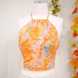 Silk Backless Boho Halter Top