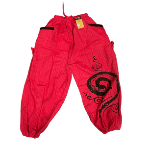 Unisex Drawstring Pinstripes Pants with Spiral Printed