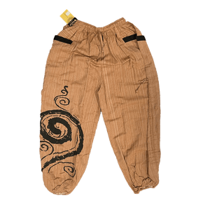 Unisex Drawstring Pinstripes Pants with Spiral Printed