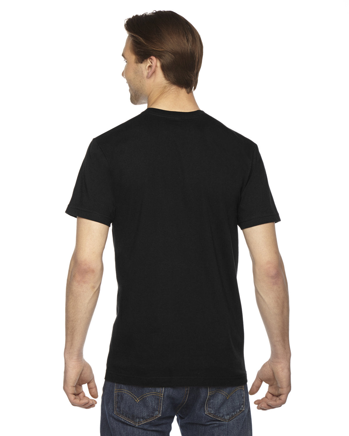 Black t-shirt, back view.