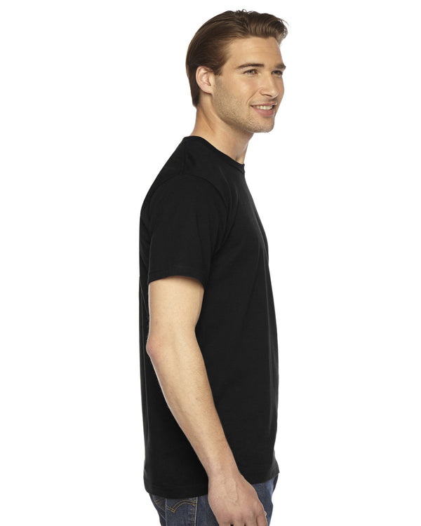 Black t-shirt, side view.