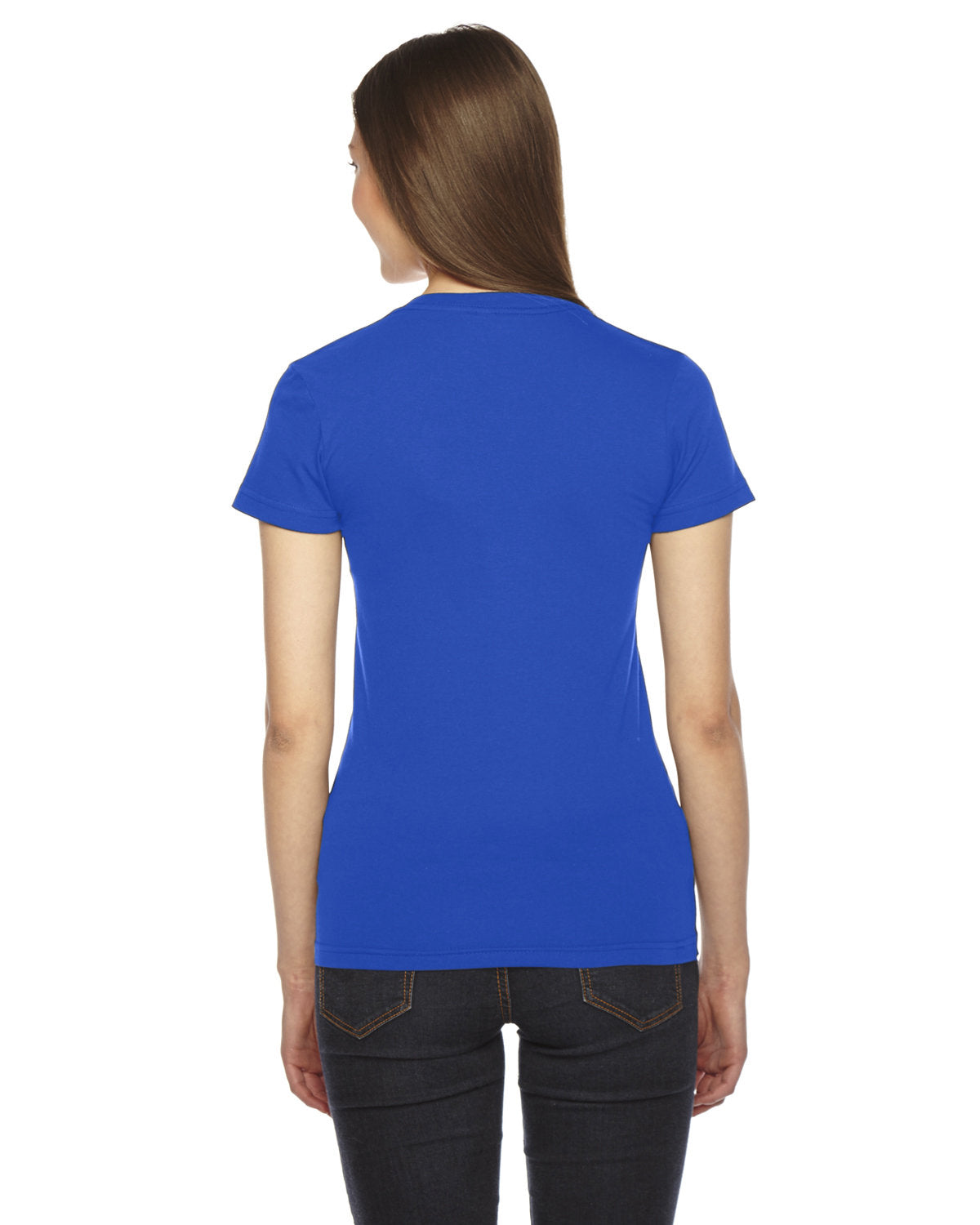 Royal blue t-shirt, back view.