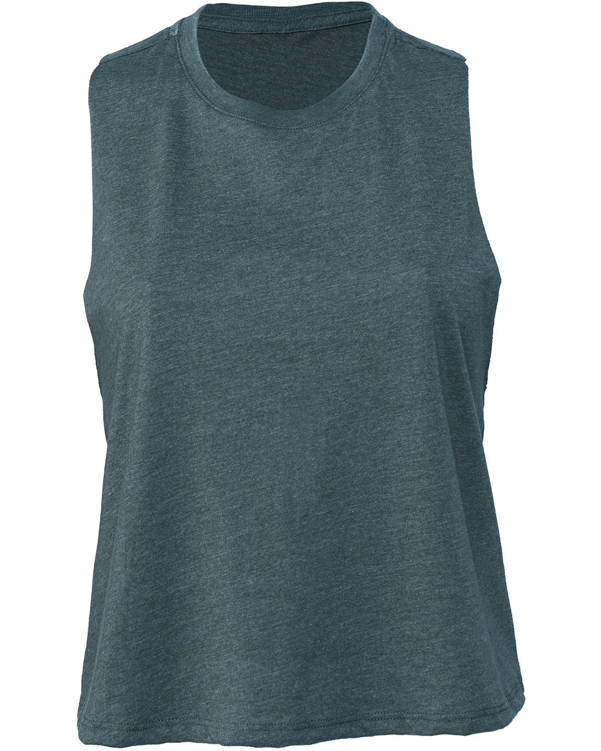 Deep teal heather; front view.