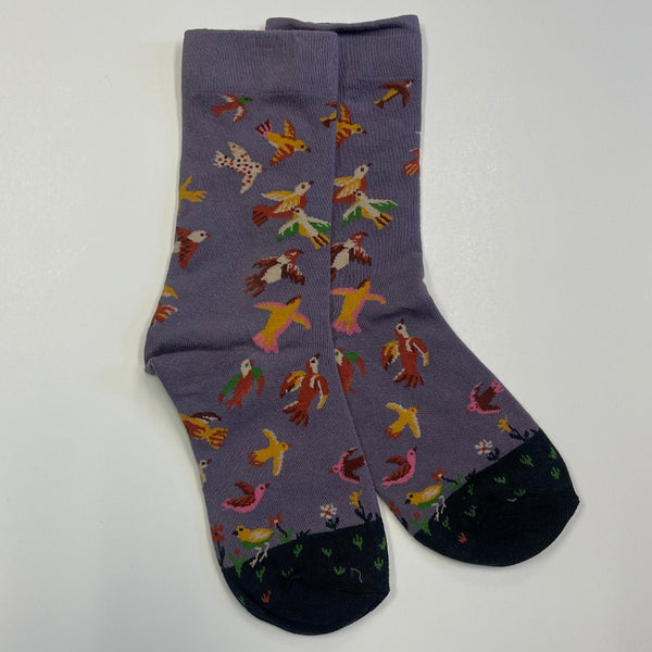 Birds art patterned sock