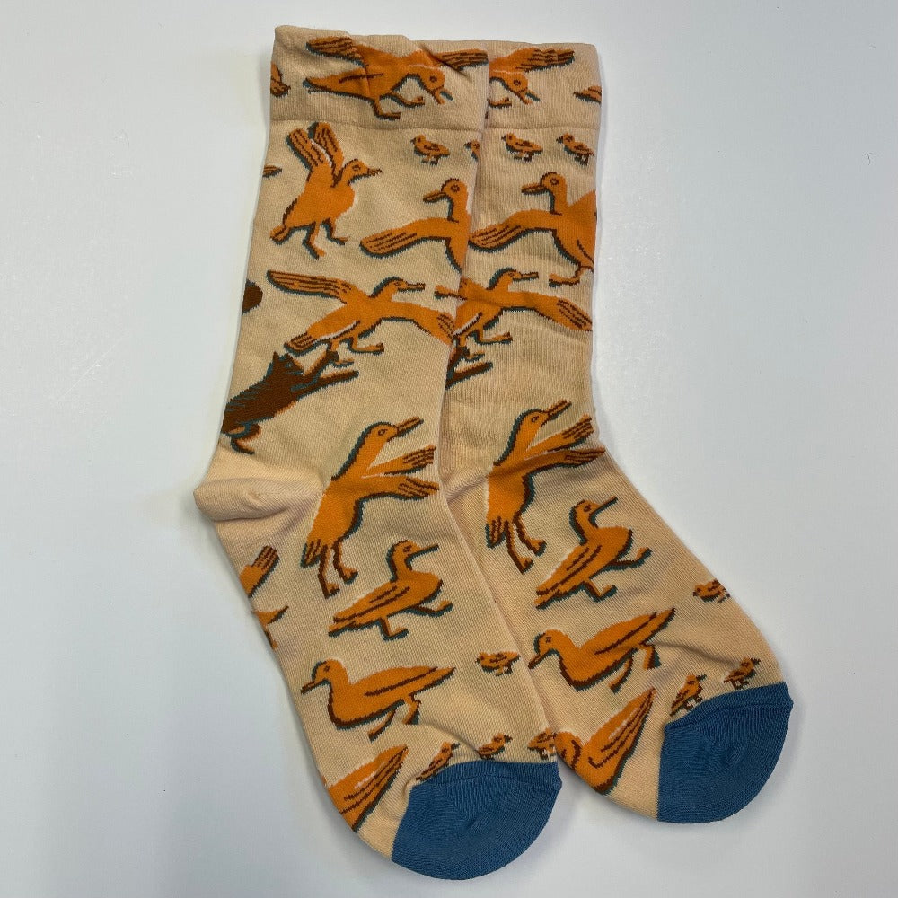 Orange bird patterned sock