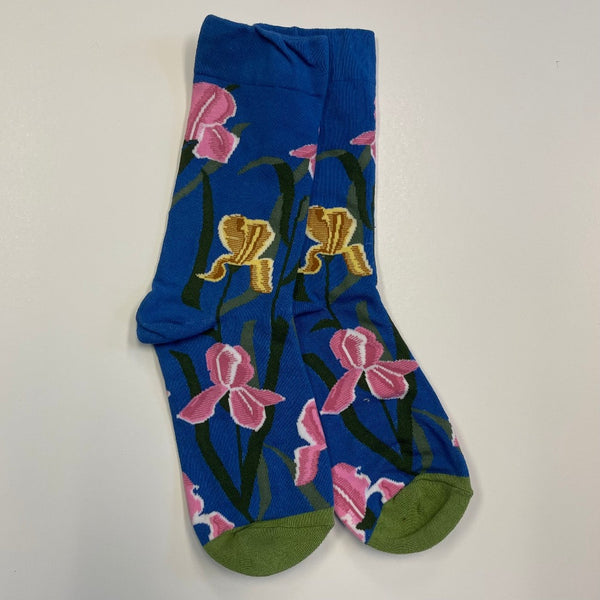 Pink and yellow flower patterned sock