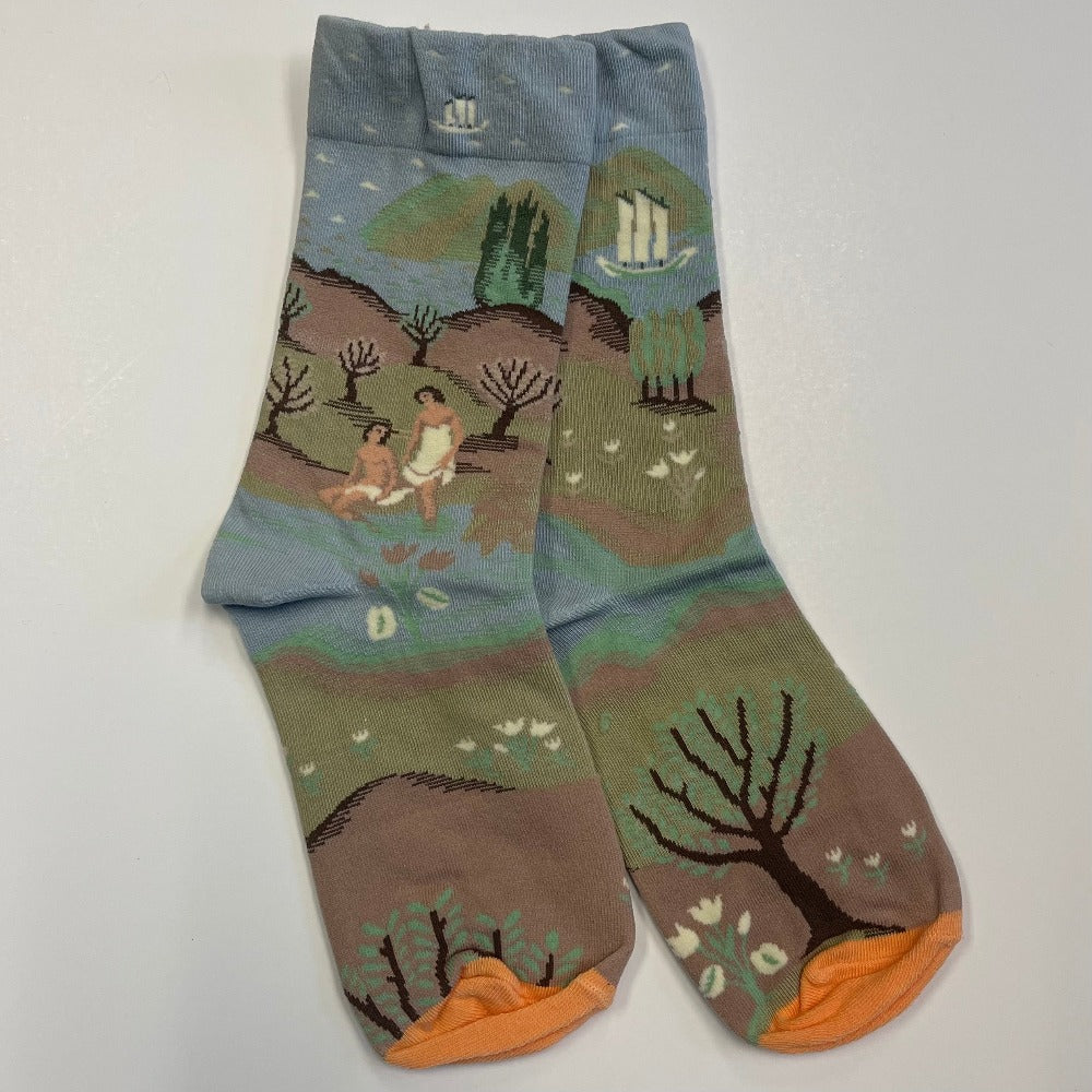 Adam and eve patterned sock
