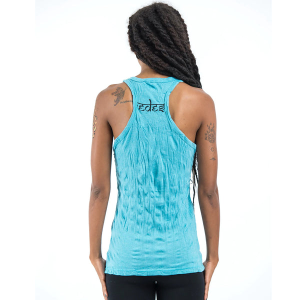 Celtic tree tank top turquoise back view