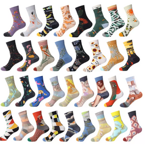 Crazy patterned flower art socks