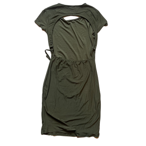 dust olive derek heart cap sleeve open back dress back view