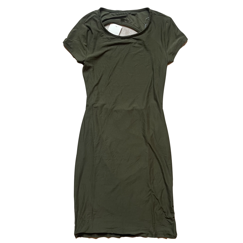 Dusty olive derek heart cap sleeve open back dress