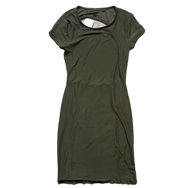 Dusty olive derek heart cap sleeve open back dress