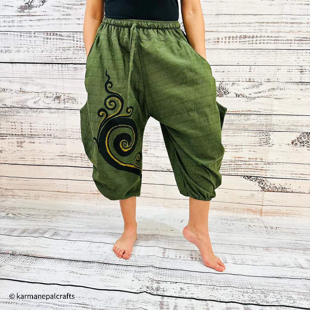 Harem Cotton Pants with Spiral Print