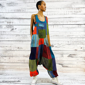 Cotton Patchwork Overalls