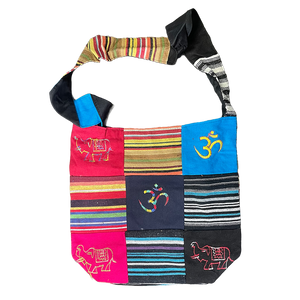 Bohemian Peace Sign Sling Crossbody Monk Bag