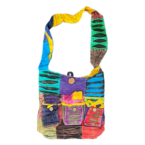 Bohemian Peace Sign Sling Crossbody Monk Bag