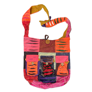 Bohemian Peace Sign Sling Crossbody Monk Bag