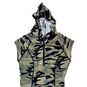 Camo zipper romper hood