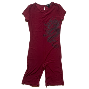 Maroon derek heart cap sleeve romper